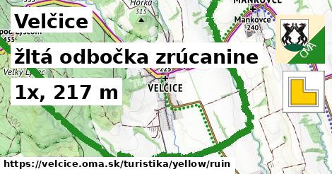 Velčice Turistické trasy žltá odbočka zrúcanine