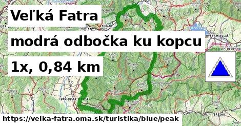 Veľká Fatra Turistické trasy modrá odbočka ku kopcu