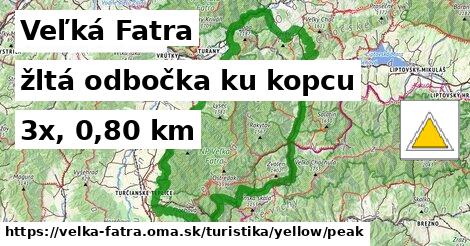 Veľká Fatra Turistické trasy žltá odbočka ku kopcu