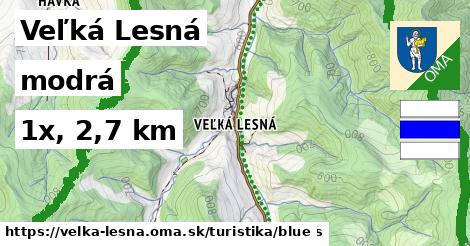 Veľká Lesná Turistické trasy modrá 