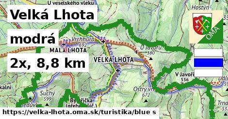 Velká Lhota Turistické trasy modrá 