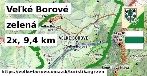 Veľké Borové Turistické trasy zelená 