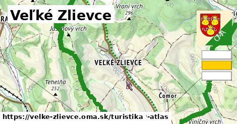 Veľké Zlievce Turistické trasy  