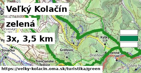 Veľký Kolačín Turistické trasy zelená 