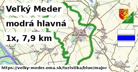 Veľký Meder Turistické trasy modrá hlavná