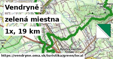 Vendryně Turistické trasy zelená miestna