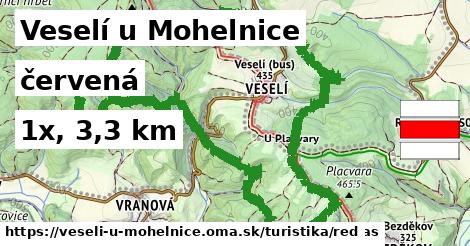 Veselí u Mohelnice Turistické trasy červená 