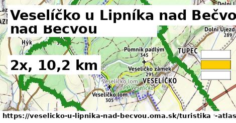 Veselíčko u Lipníka nad Bečvou Turistické trasy  