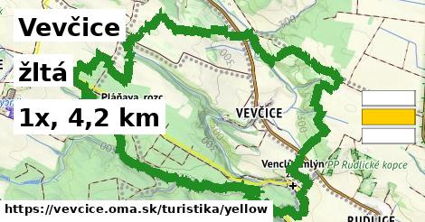 Vevčice Turistické trasy žltá 