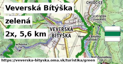 Veverská Bítýška Turistické trasy zelená 