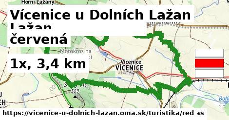 Vícenice u Dolních Lažan Turistické trasy červená 