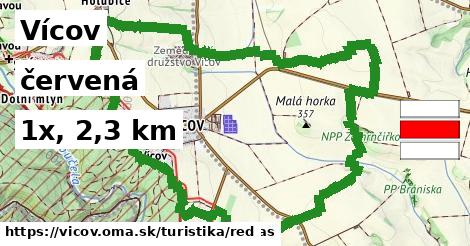 Vícov Turistické trasy červená 