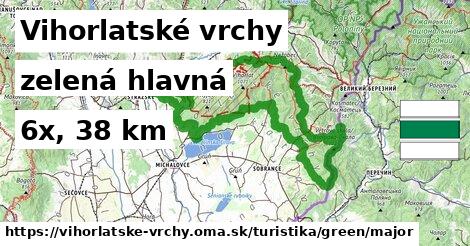 Vihorlatské vrchy Turistické trasy zelená hlavná