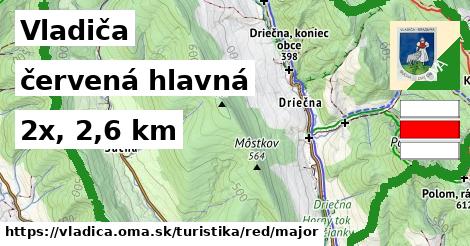 Vladiča Turistické trasy červená hlavná