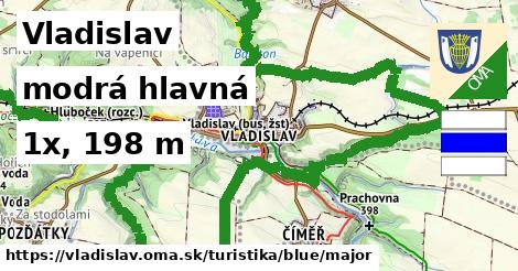 Vladislav Turistické trasy modrá hlavná