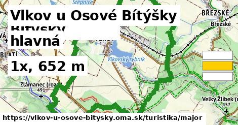 Vlkov u Osové Bítýšky Turistické trasy hlavná 