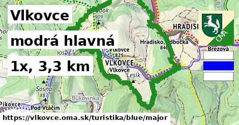 Vlkovce Turistické trasy modrá hlavná