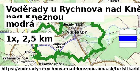 Voděrady u Rychnova nad Kněžnou Turistické trasy modrá 