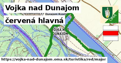 Vojka nad Dunajom Turistické trasy červená hlavná