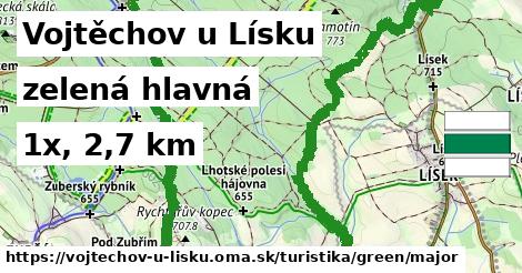 Vojtěchov u Lísku Turistické trasy zelená hlavná