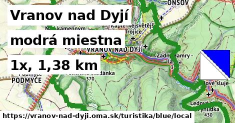 Vranov nad Dyjí Turistické trasy modrá miestna