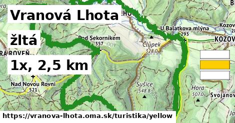 Vranová Lhota Turistické trasy žltá 