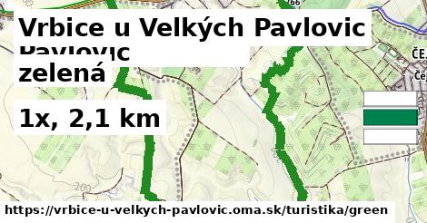 Vrbice u Velkých Pavlovic Turistické trasy zelená 