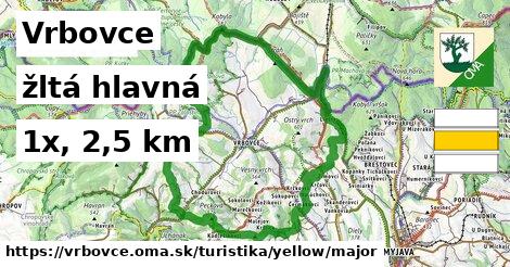 Vrbovce Turistické trasy žltá hlavná