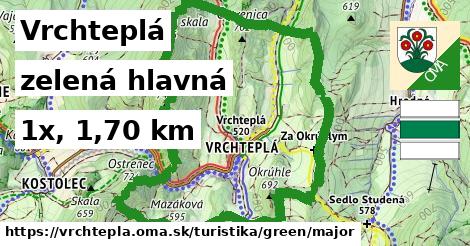 Vrchteplá Turistické trasy zelená hlavná