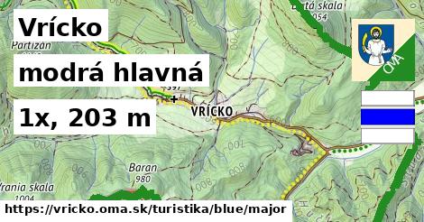 Vrícko Turistické trasy modrá hlavná