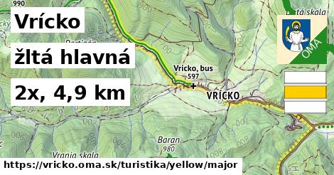 Vrícko Turistické trasy žltá hlavná