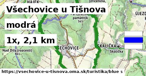 Všechovice u Tišnova Turistické trasy modrá 