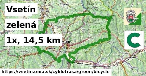 Vsetín Cyklotrasy zelená bicycle