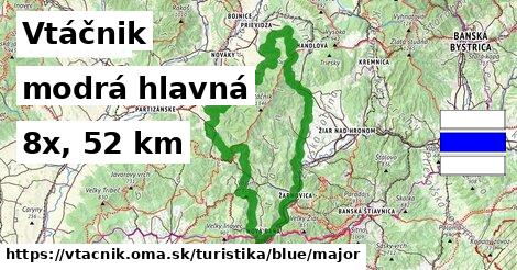 Vtáčnik Turistické trasy modrá hlavná