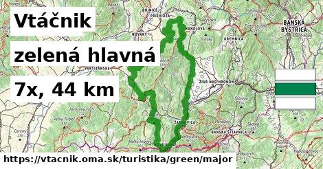Vtáčnik Turistické trasy zelená hlavná