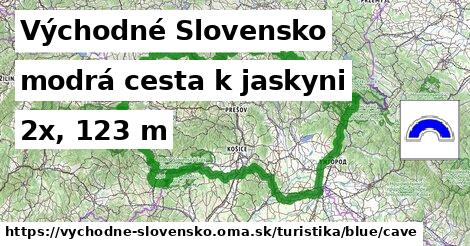 Východné Slovensko Turistické trasy modrá cesta k jaskyni