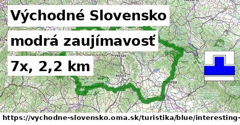 Východné Slovensko Turistické trasy modrá zaujímavosť