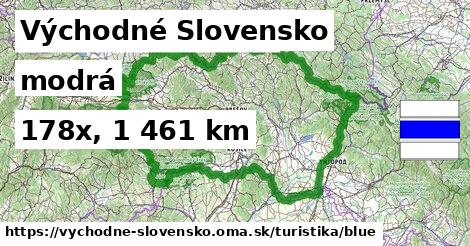 Východné Slovensko Turistické trasy modrá 