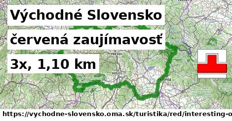 Východné Slovensko Turistické trasy červená zaujímavosť