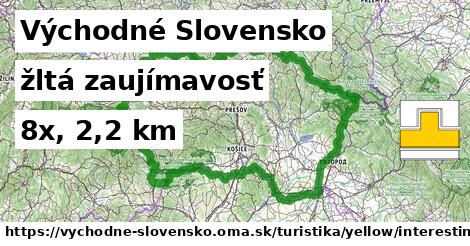 Východné Slovensko Turistické trasy žltá zaujímavosť
