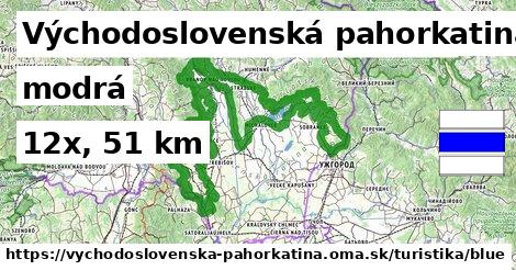 Východoslovenská pahorkatina Turistické trasy modrá 