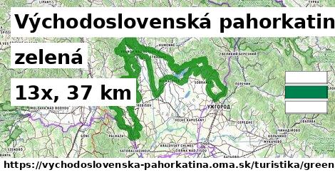 Východoslovenská pahorkatina Turistické trasy zelená 