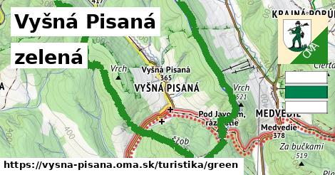 Vyšná Pisaná Turistické trasy zelená 