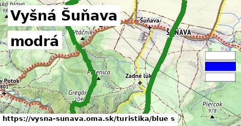 Vyšná Šuňava Turistické trasy modrá 