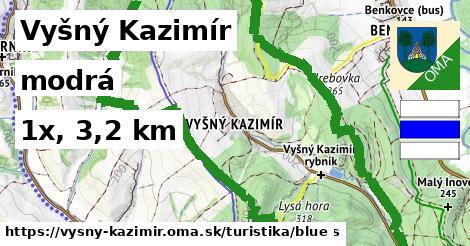 Vyšný Kazimír Turistické trasy modrá 