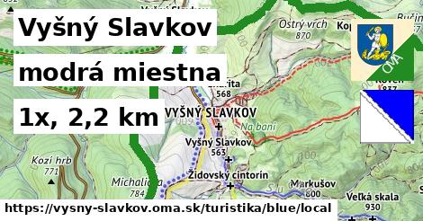 Vyšný Slavkov Turistické trasy modrá miestna