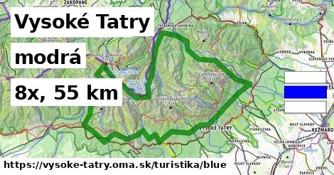 Vysoké Tatry Turistické trasy modrá 