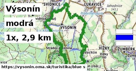 Výsonín Turistické trasy modrá 