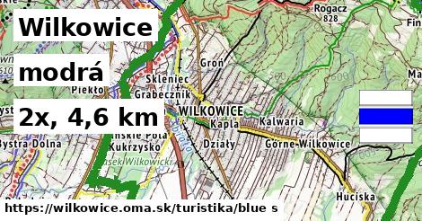 Wilkowice Turistické trasy modrá 