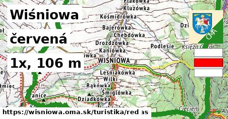 Wiśniowa Turistické trasy červená 